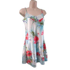 Watercolor Poppy Satin Chiffon Chemise Slip Dress Private Luxuries Ladies S GUCB